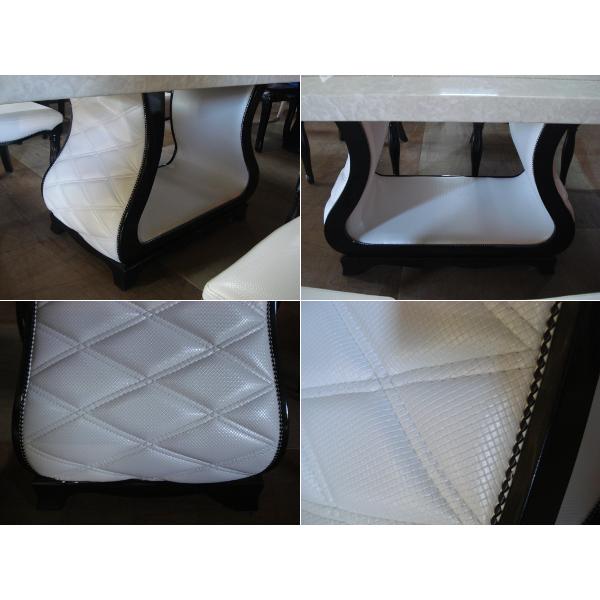 大理石天板 クリスタルライン ダイニングセット 5点セット ホワイト 新品 送料無料 |  | 07