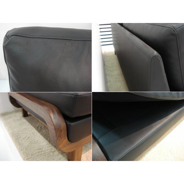 【値下げ】オルソ 180 ソファ 本革 黒革 ウォールナット ゆったりサイズ モダン 新品 一部地域除く送料無料 | シギヤマ家具工業 | 02