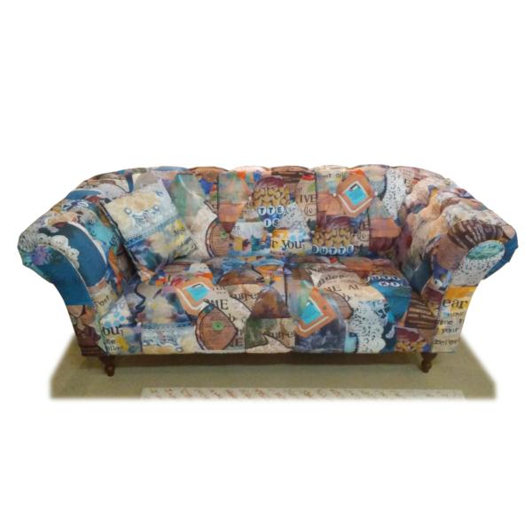 パッチワーク ソファ 2.5P チェスターフィールド風 ゆったり タイプD 新品 一部地域除く送料無料 | 関家具 | 01