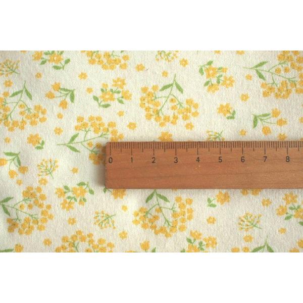 広巾スムースニット生地155cm巾／NEWミモザ柄（生成×イエロー）【50cm
