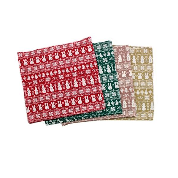 スムースニット生地105cm巾／ラパン・ノルディック柄（オフホワイト地