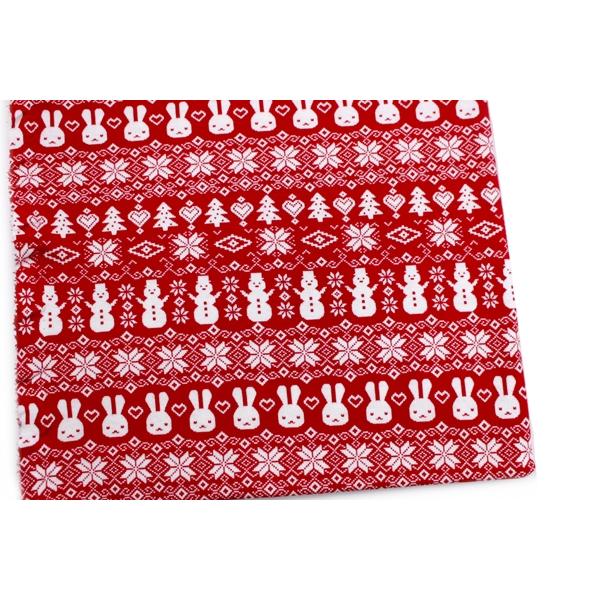 スムースニット生地105cm巾／ラパン・ノルディック柄（オフホワイト地