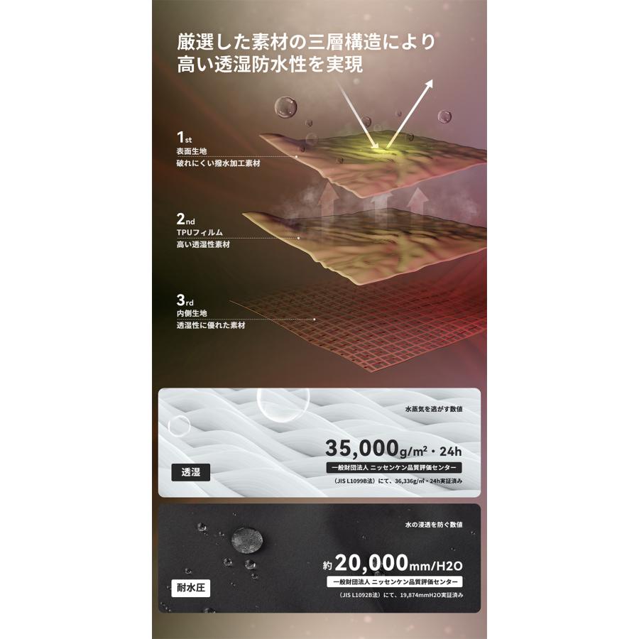 マウンテンパーカー レディース 防水 レインウェア マウンテンジャケット シェルジャケット レインジャケット ウィンドブレーカー 3レイヤー 防風 軽量 雨具の画像