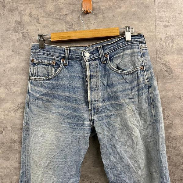 Levi's リーバイス 501 デニムジーンズパンツ ライトブルー ボタンフライ W31L34 実寸W30in 赤タブ 5010114 USA 海外輸入 古着 LK10092｜leteety0120｜03