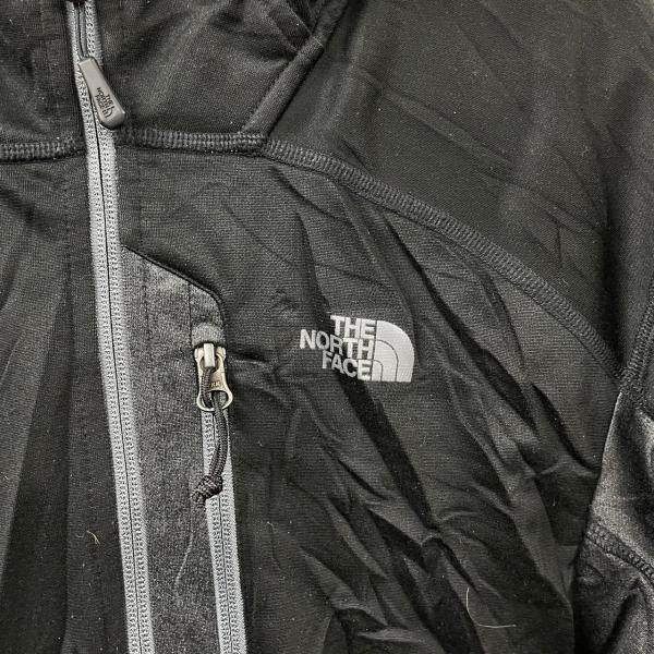 THE NORTH FACE ブラック レギュラー ジップアップ フーディー フード パーカー L/G ポイントロゴ RN61661 USA 海外輸入古着 T10100｜leteety0120｜04