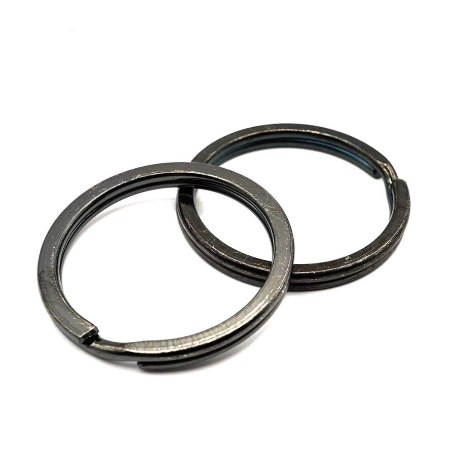 黒と銀の二重リング 二重リング(平） 黒ニッケル/内径25mm 2個入り レザー用金具 レザー