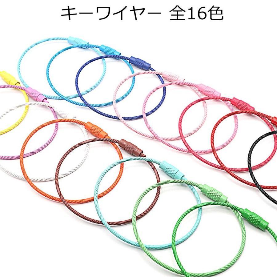 カラーキーワイヤー 5本入り 全16色 直径約4.5cm キーホルダー
