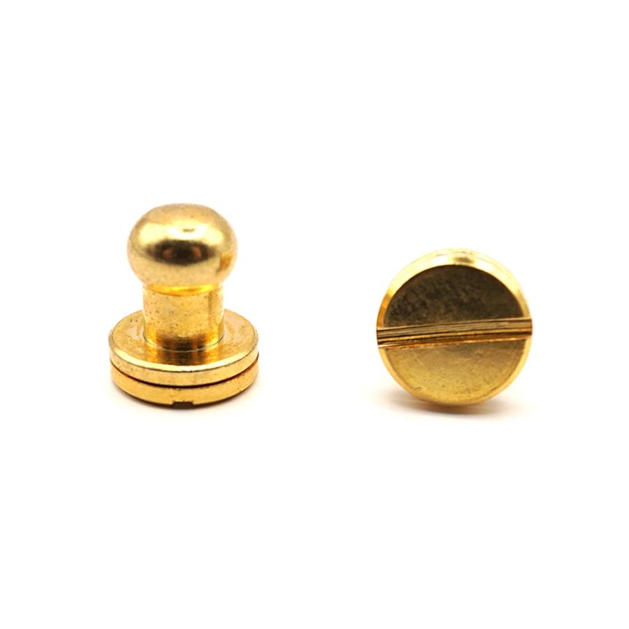 ネジ式ギボシ 中 頭径7mm ゴールド（本金） 2個入り ネジ式 レザー用
