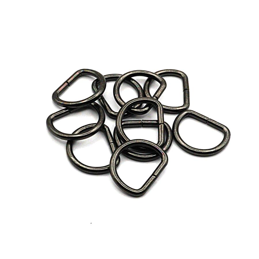 ファスナー引手用Dカン 1.5mm線 10mm/黒ニッケル 10個入り レザー用
