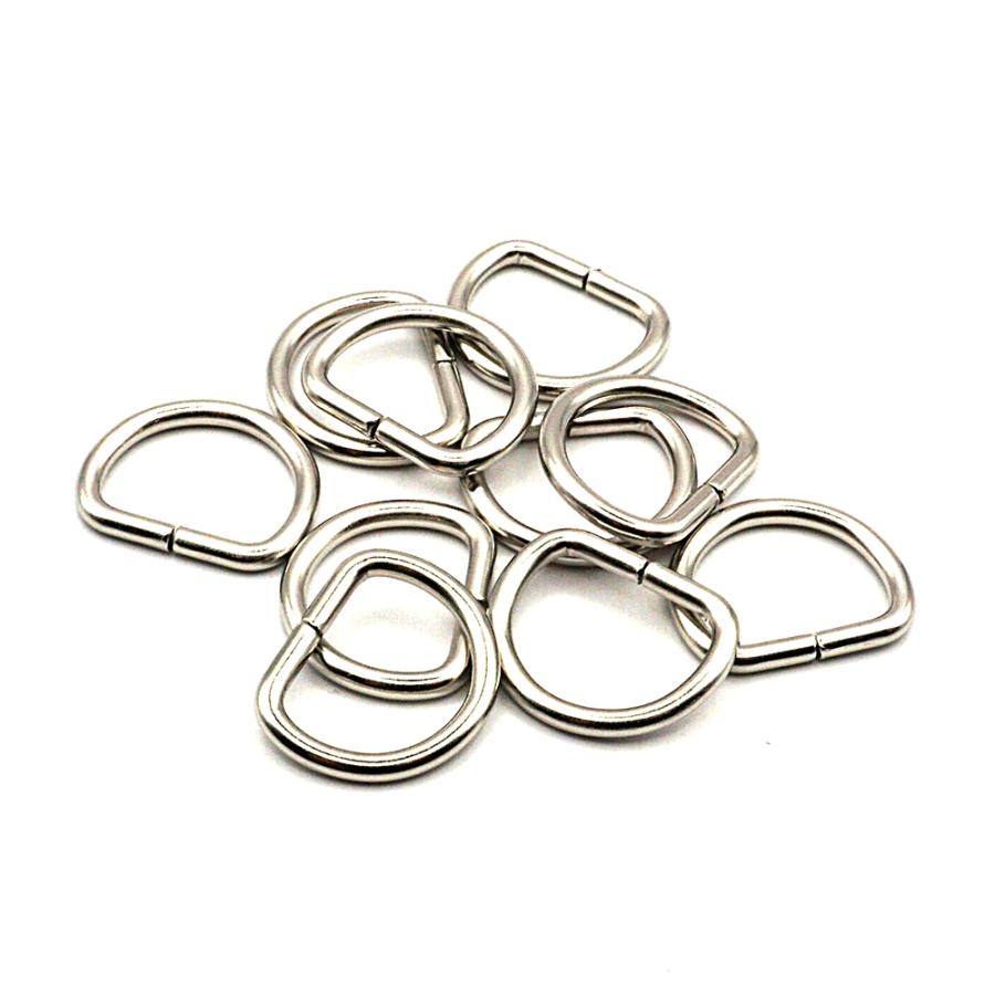 ファスナー引手用Dカン 1.4mm線 10mm/ニッケル 10個入り レザー用金具