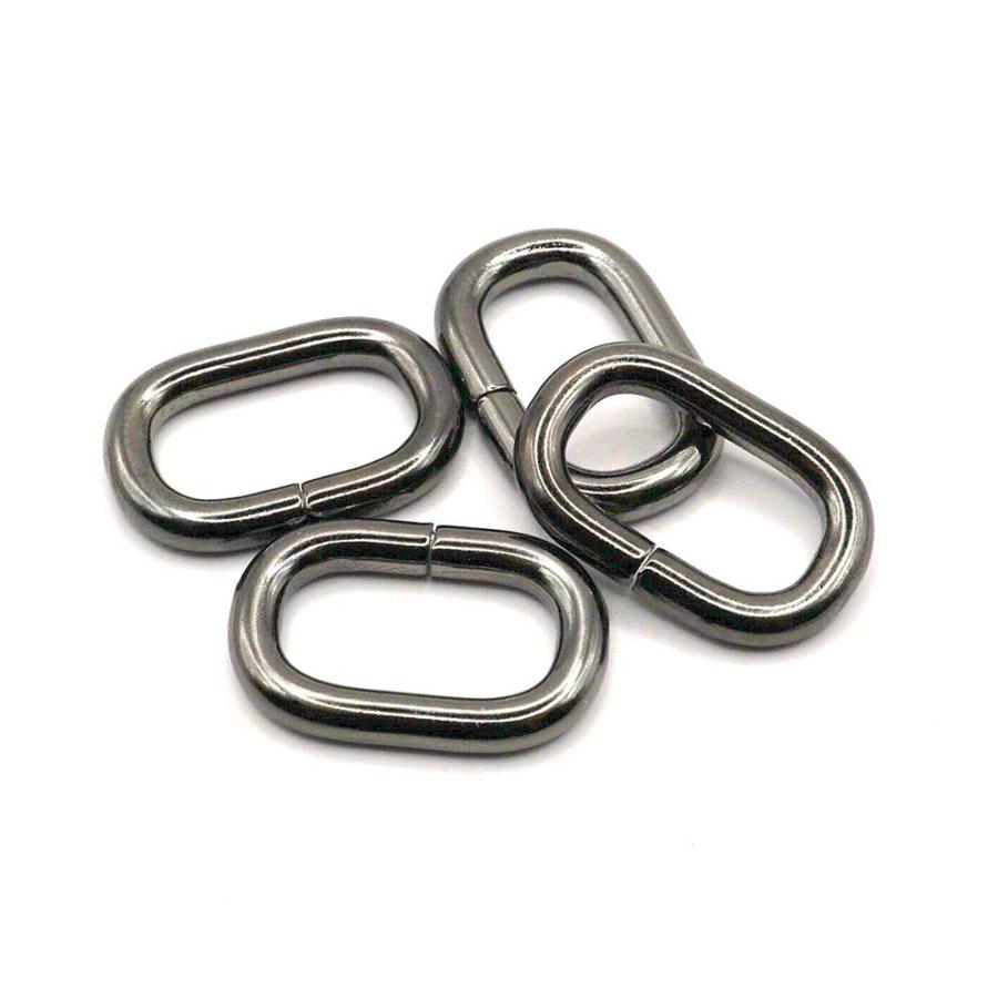 げんき　 クロコブラック　小判カン付き 小判カン 黒ニッケル／15mm 4個入 No.8 レザー用金具 レザークラフト