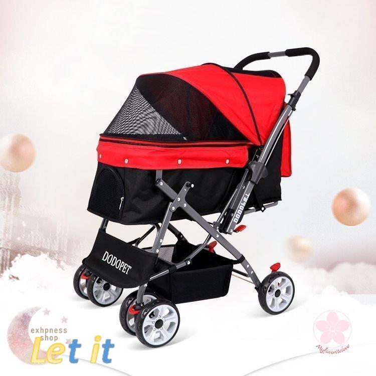 【最終】 ペットカート ペットバギー DODOPET 切り替え ハンドル 多頭飼い 大型犬 中型犬 小型犬 犬 荷物入れ バスケット キャノビー付き 4輪 折り 【3983323014】(21350円)