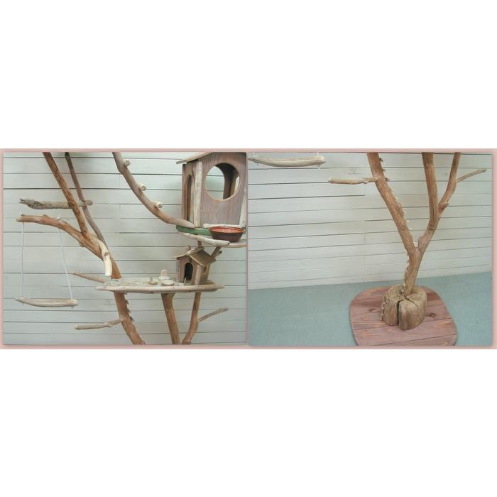 「送料無料」オリジナル大型流木バードジムスタンド（ツリーハウスオブジェタイプ）pb68 オリジナル流木ペット用品鳥用品 |  | 05