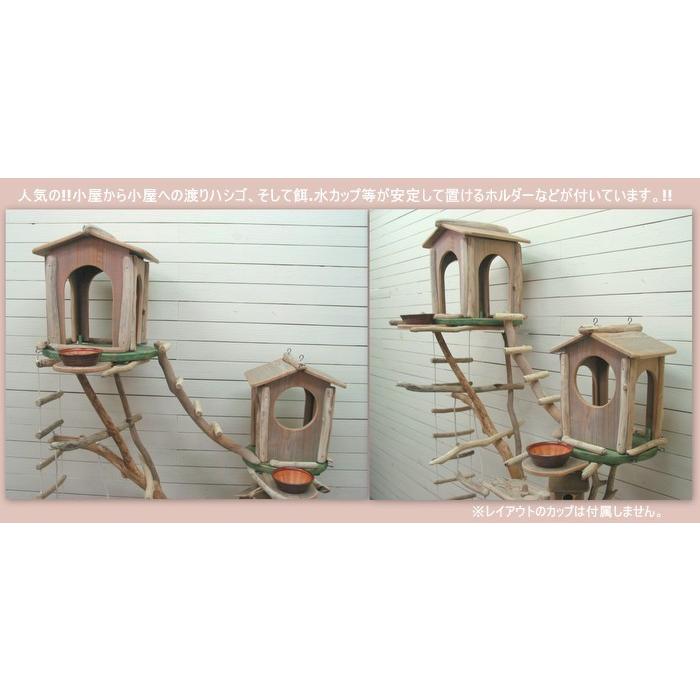 「送料無料」オリジナル大型流木バードジムスタンド（ツリーハウスオブジェタイプ）pb68 オリジナル流木ペット用品鳥用品 |  | 06