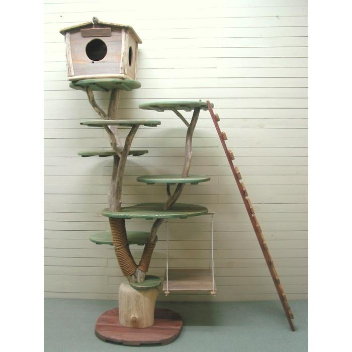オリジナル大型流木キャットタワー（駆上りハシゴ付きツリーハウスタイプ）［pk41］ ペット用品 猫グッズ アニマルタワー その他小動物用品