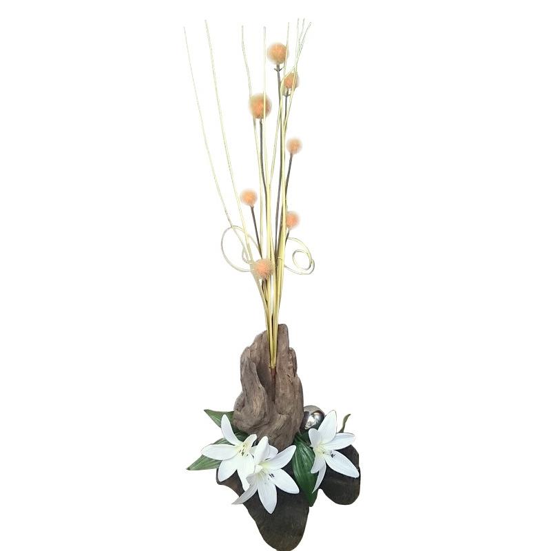 流木フラワーアレンジ コラボ作品　scf07　オリジナル流木インテリア雑貨　アートオブジェ　花器　花台　華材　花瓶　ディスプレイスタンド　置物 | 