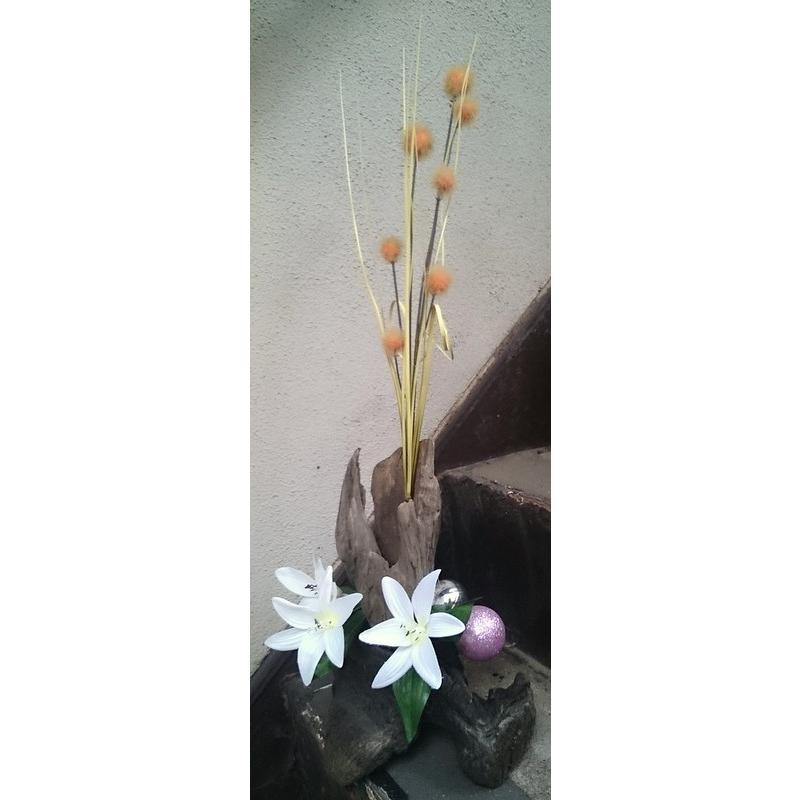 流木フラワーアレンジ コラボ作品　scf07　オリジナル流木インテリア雑貨　アートオブジェ　花器　花台　華材　花瓶　ディスプレイスタンド　置物 |  | 02