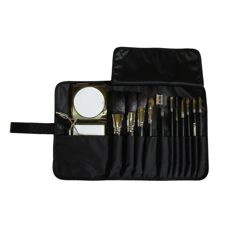 メイクブラシケース 12ポケット ブラック 日本製 化粧ポーチ 携帯 化粧