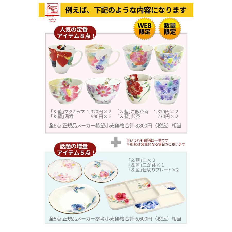 &藍 食器 福袋 2025 美濃焼「&藍」訳あり お任せ13点 &藍 食器 福袋 2025 美濃焼「&藍」訳あり お任せ13点