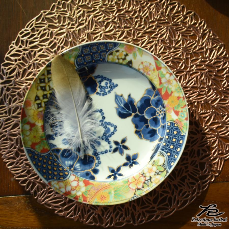 美濃焼 kaikai 宴 組大皿 日本製 お皿 和食器 食器 モダン レトロ 古風 ギフト 贈り物 新築祝い 結婚祝い プレゼント ご飯 茶碗 おしゃれ 陶器 セラミック藍 | ＆藍 | 03