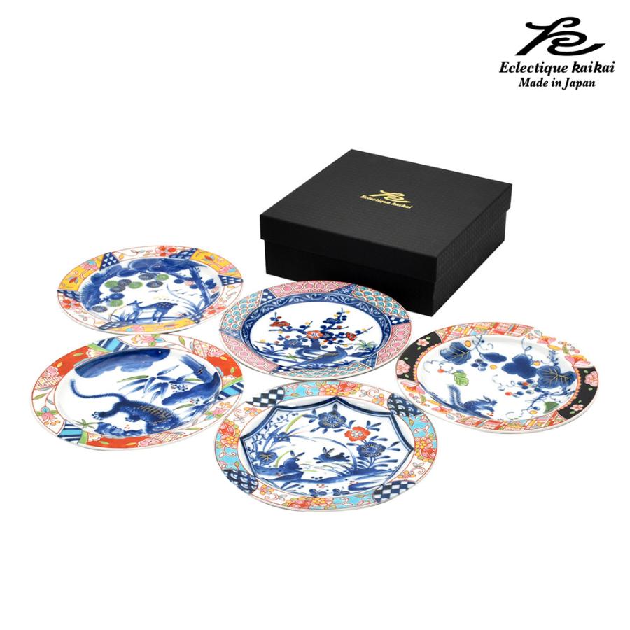 美濃焼 kaikai 游民 5客多用皿揃 日本製 お皿 和食器 食器 モダン レトロ 古風 ギフト 贈り物 新築祝い 結婚祝い プレゼント　取皿 おしゃれ 陶器 セラミック藍 | ＆藍