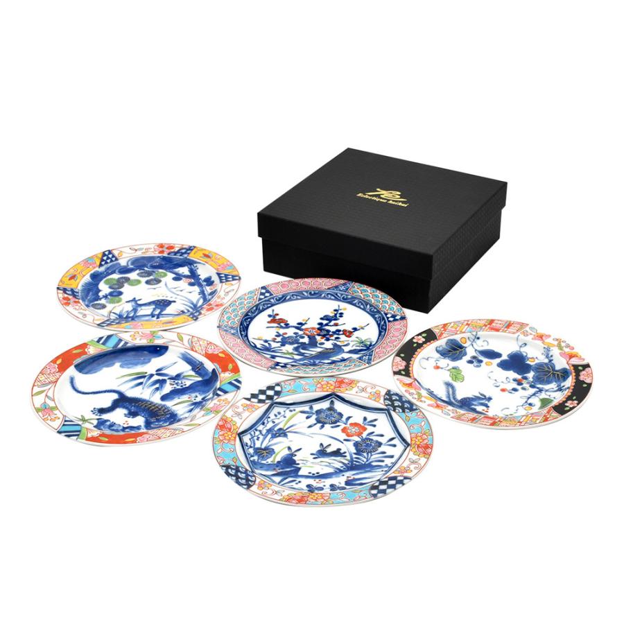 美濃焼 kaikai 游民 5客多用皿揃 日本製 お皿 和食器 食器 モダン レトロ 古風 ギフト 贈り物 新築祝い 結婚祝い プレゼント　取皿 おしゃれ 陶器 セラミック藍 | ＆藍 | 01