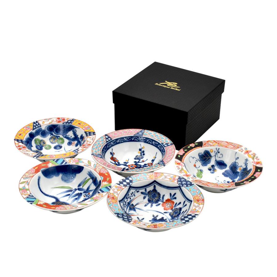 美濃焼 kaikai 游民 5客平鉢揃 日本製 お皿 和食器 食器 モダン レトロ 古風 ギフト 贈り物 新築祝い 結婚祝い プレゼント　取皿 おしゃれ 陶器 セラミック藍 | ＆藍 | 01