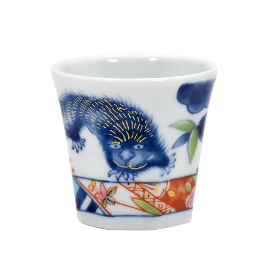 美濃焼 kaikai 游民 ぐい呑 獅子 日本製 カップ 和食器 食器 モダン レトロ 古風 ギフト 贈り物 新築祝 結婚祝 プレゼント ぐい呑 おしゃれ 陶器 セラミック藍 | ＆藍 | 01