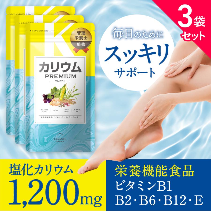 カリウム サプリ プレミアム 3袋セット 90日分 栄養機能食品 ビタミンb