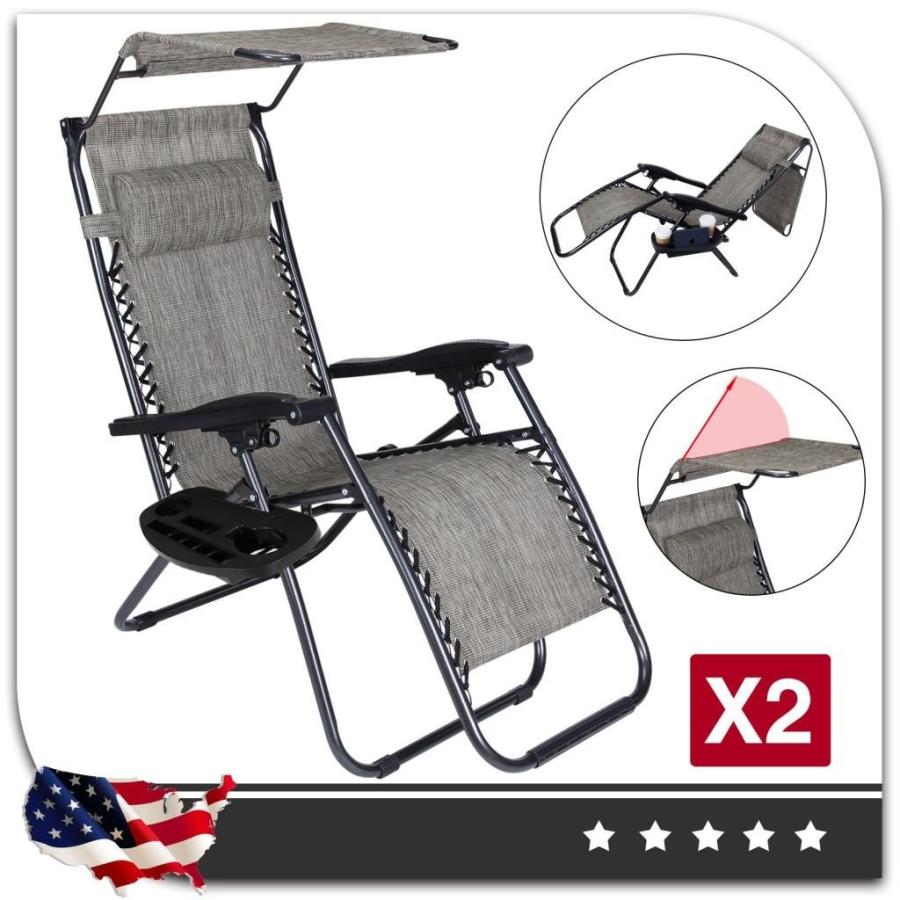 Super Decor Set Of 2 Zero Gravity Outdoor Lounge Chairs W Sunshade C Khabarsanjal Com
