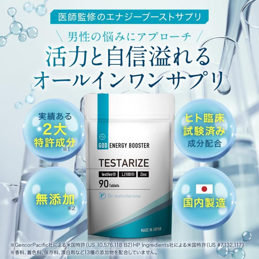Dr.テストステロン TESTARIZE 3個セット テストフェン トンカットアリ サプリ グルコン酸亜鉛 LJ100 ［栄養機能食品］90粒 亜鉛 メンズ 男性 |  | 01