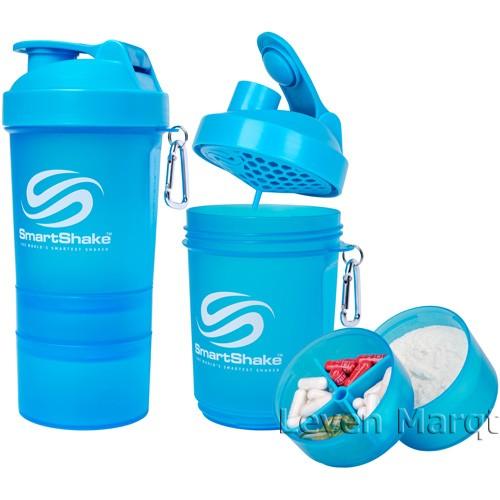 プロテインシェーカー Smartshake スマートシェイクO2GO 600ml ネオンブルー ドリンクボトル/プロテインボトル/シェイカー｜levenmarqt｜02