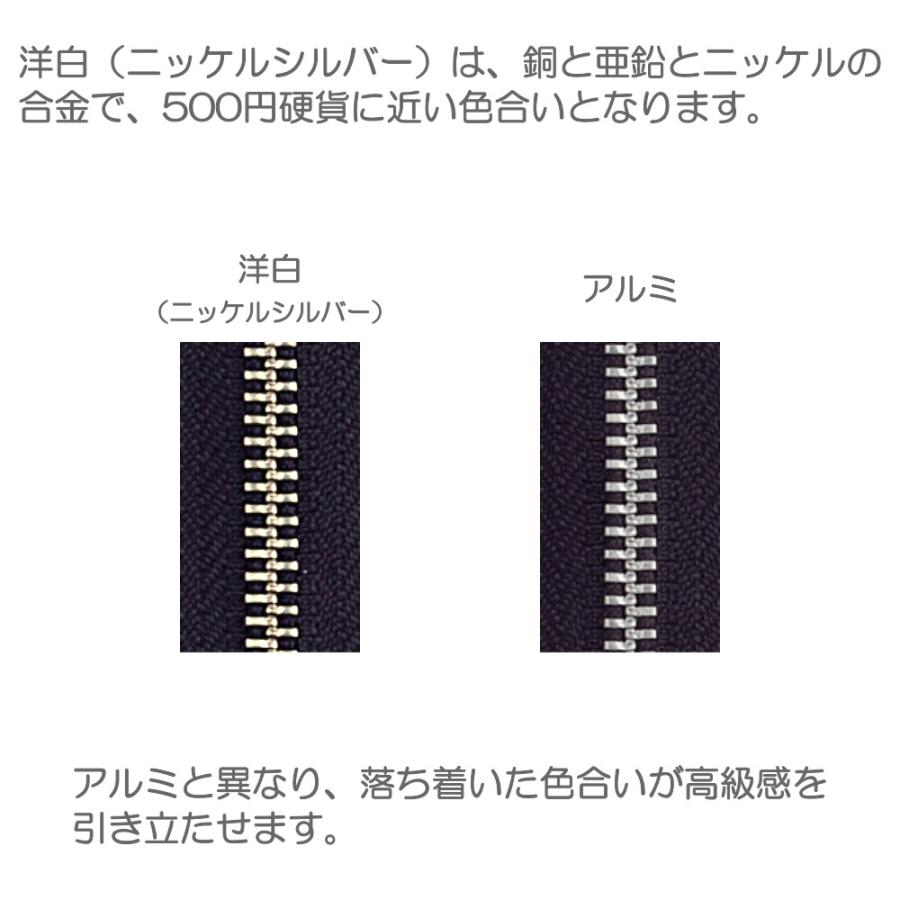 YKK メタルファスナー スタンダード ニッケル（洋白） 5号 幅広 切売り