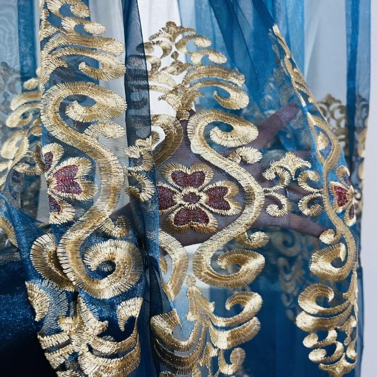 レースカーテン 北欧 刺繍柄 クローバー カーテン 2倍ヒダタイプ