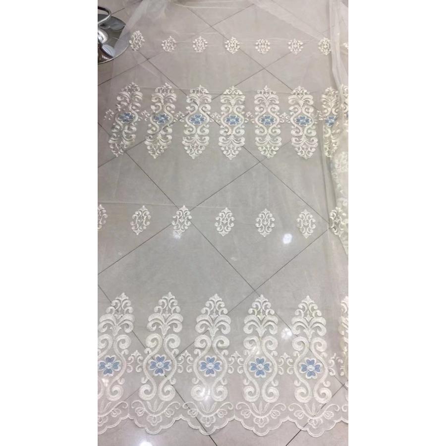 レースカーテン 北欧 刺繍柄 クローバー カーテン 2倍ヒダタイプ