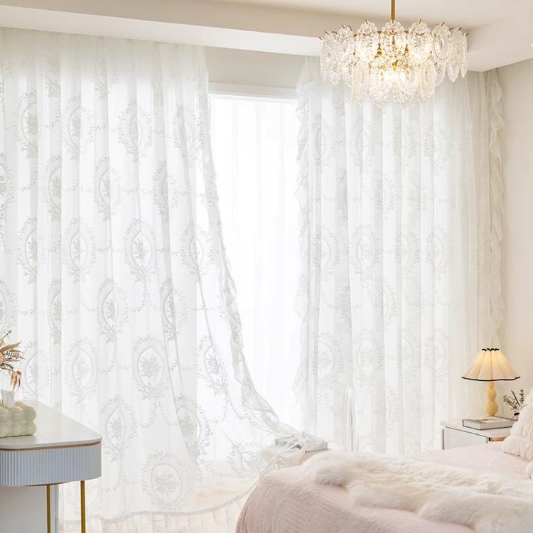 2枚組 レース 遮光カーテン 一体型 カーテン 姫風 カーテン バランス付き レース付き遮光カーテン 一体型カーテン 姫風 カーテン 柄 1.5倍