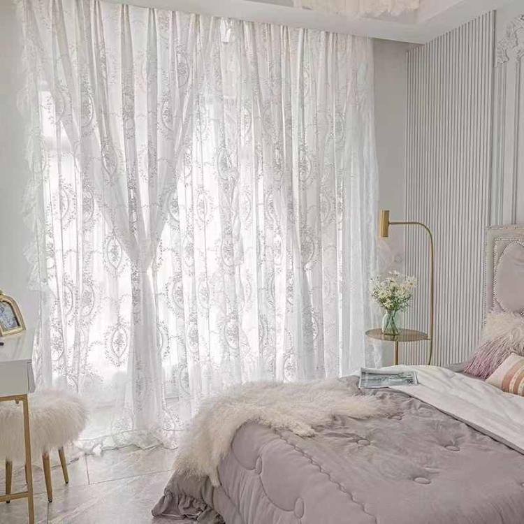レース付き遮光カーテン 一体型カーテン 姫風 カーテン 柄 1.5倍