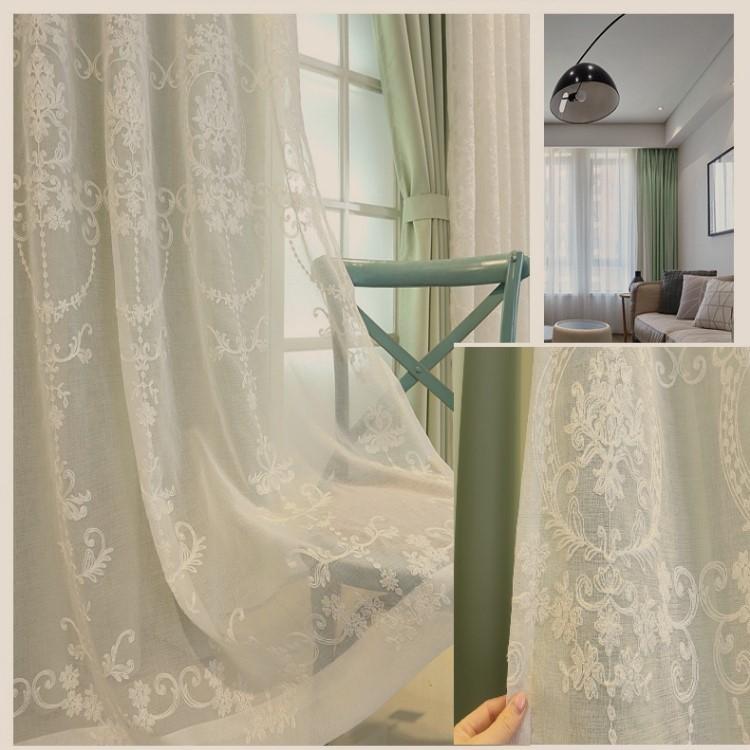 レース 遮光カーテン セット 刺繍柄【工場から直売】一体型カーテン 2