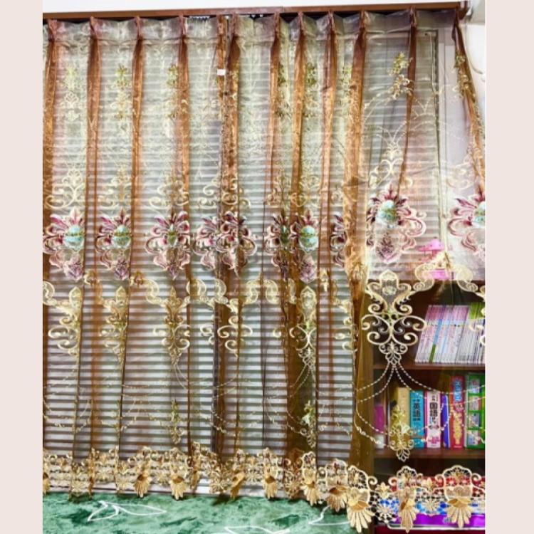 ヨーロッパ　カーテン　刺繍カーテン　レースカーテン　高級 レースカーテン ヨーロッパ風 カーテン 柄 1.5倍ヒダ 幅100cm 高級