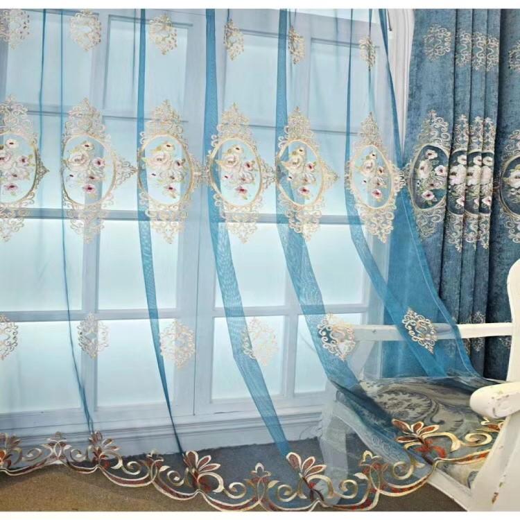レースカーテン オーダーカーテン ヨーロッパ風 刺繍 2倍ヒダタイプ