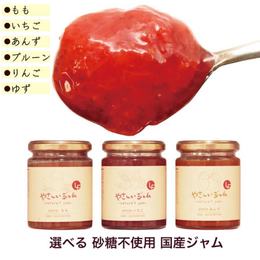 やさしいジャム 6種 選べる 3本セット 国産 瓶 フルーツ 低カロリー 苺 桃 杏 柚子 林檎プルーン 離乳食 無添加 子供 1歳  低糖質 砂糖不使用 添加物不使用 爆買（Yahoo!・エルエフ）