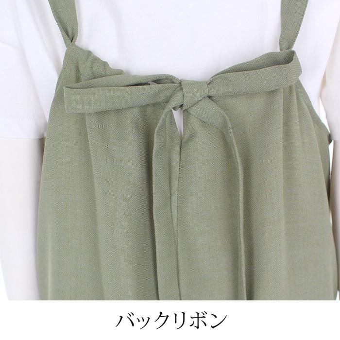 サロペット レディース ボトムス パンツ オールインワン リネンタッチ Vネック ワイド ロング 無地 グリーン ブラック ブラウン[10744] |  | 13