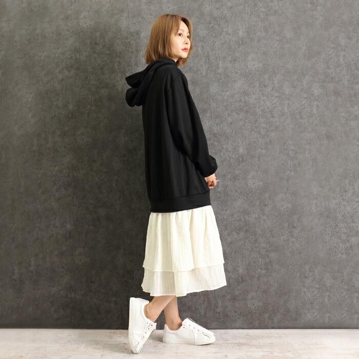 ワンピ ワンピース 異素材 MARTHA Sneak マーサ スニーク パーカー フーディー ドッキング 長袖 ロング丈 ブラック 黒 16575 |  | 04