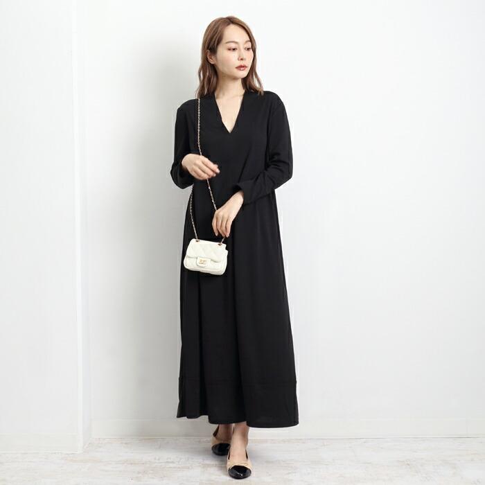 ワンピース ワンピ Vネック MARTHA マーサ ジャージー フレアー ロング マキシ レディース ポンチ カットソー ひざ丈 膝丈 ミモレ丈 長袖 LL 大きいサイズ 16748 |  | 02