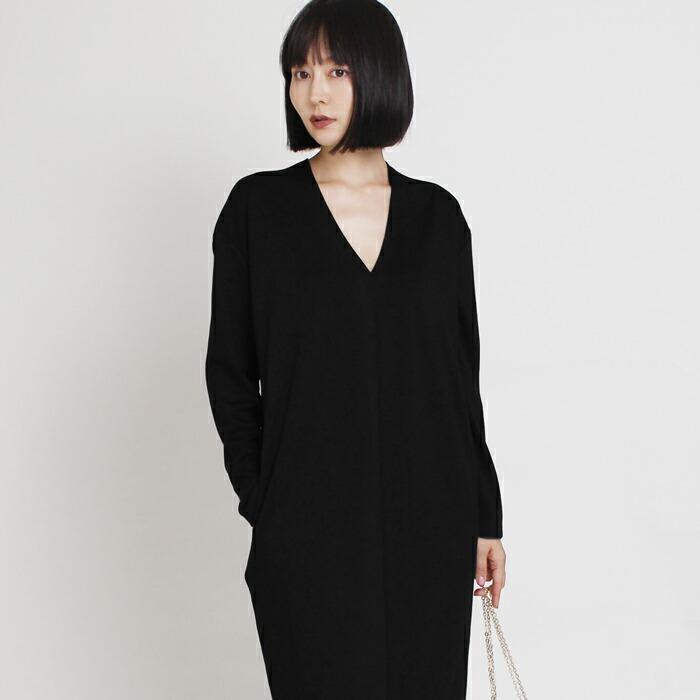 ワンピース ワンピ Vネック ジャージー レディース ポンチ カットソー ひざ丈 膝丈 ミモレ丈 大人 上品 旅行 長袖 M L 大きいサイズ ランチ 16749 |  | 01