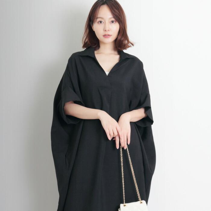 ワンピース ワンピ Vネック MARTHA ロング ブラウス ワイドフィット オーバーサイズ レディース マキシ丈 おうち着 大人 上品 旅行 半袖 L 大きいサイズ 16800 |  | 01