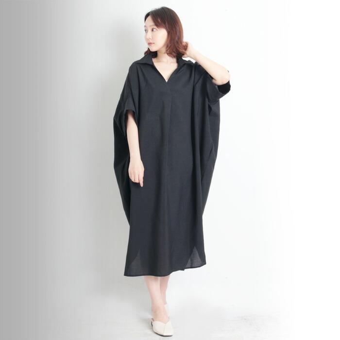 ワンピース ワンピ Vネック MARTHA ロング ブラウス ワイドフィット オーバーサイズ レディース マキシ丈 おうち着 大人 上品 旅行 半袖 L 大きいサイズ 16800 |  | 03
