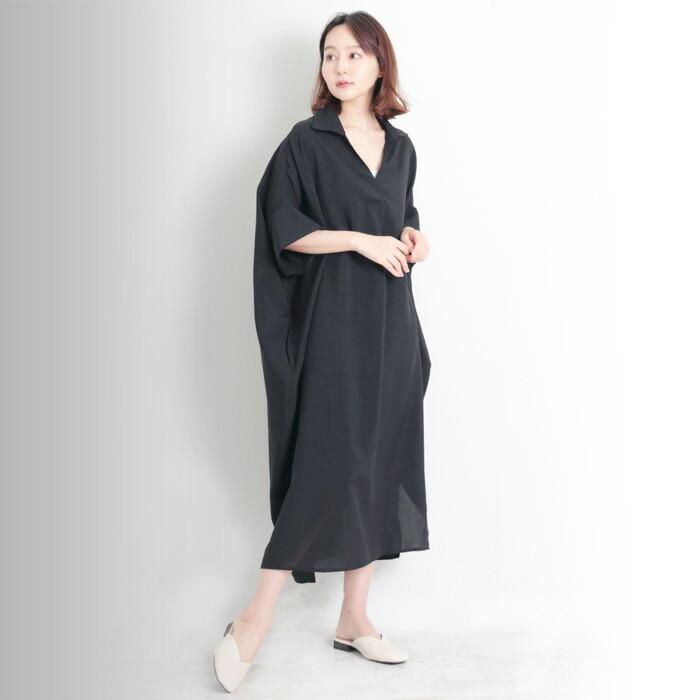 ワンピース ワンピ Vネック MARTHA ロング ブラウス ワイドフィット オーバーサイズ レディース マキシ丈 おうち着 大人 上品 旅行 半袖 L 大きいサイズ 16800 |  | 04