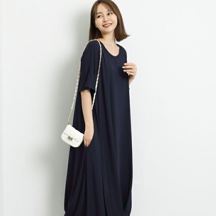 ワンピース ワンピ ロング MARTHA ジャージー オーバーサイズ レディース マキシ丈 おうち着 ワンマイル 大人 上品 旅行 半袖 L 大きいサイズ ランチ 16804 |  | 02