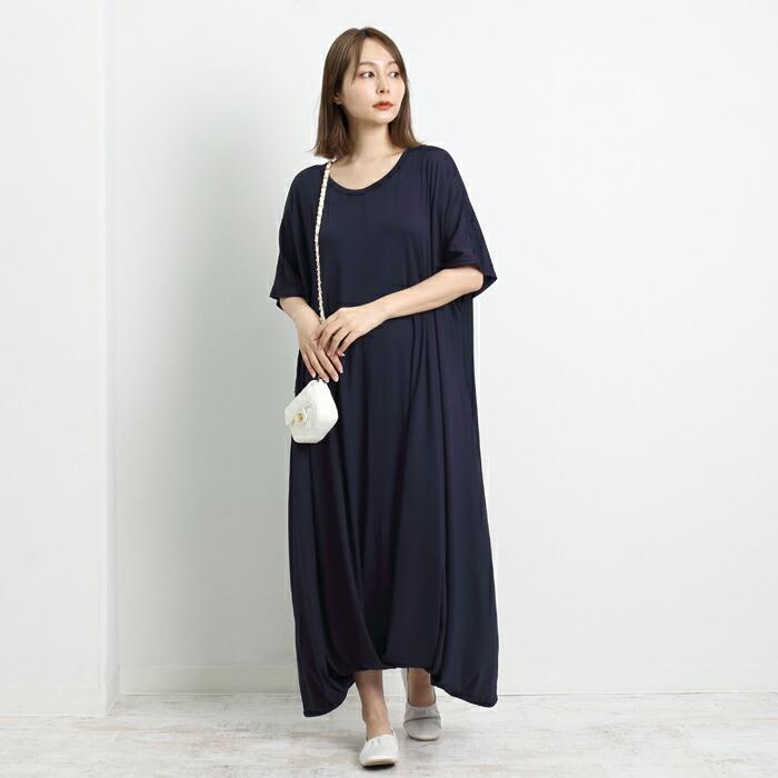 ワンピース ワンピ ロング MARTHA ジャージー オーバーサイズ レディース マキシ丈 おうち着 ワンマイル 大人 上品 旅行 半袖 L 大きいサイズ ランチ 16804 |  | 03